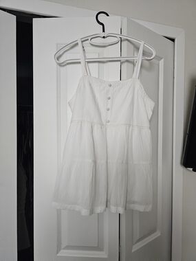abercrombie kids Cream Elastic Waist Ruffle Dress